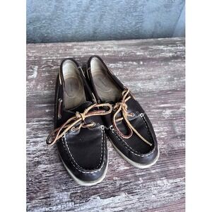 Lands' End Women's Brown Leather Boat Shoes Size 8B Loafers